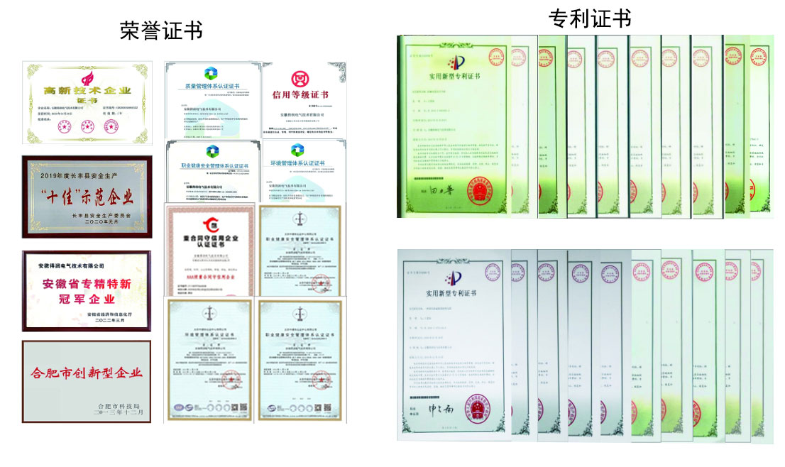 得润电气荣誉资质与专利证书